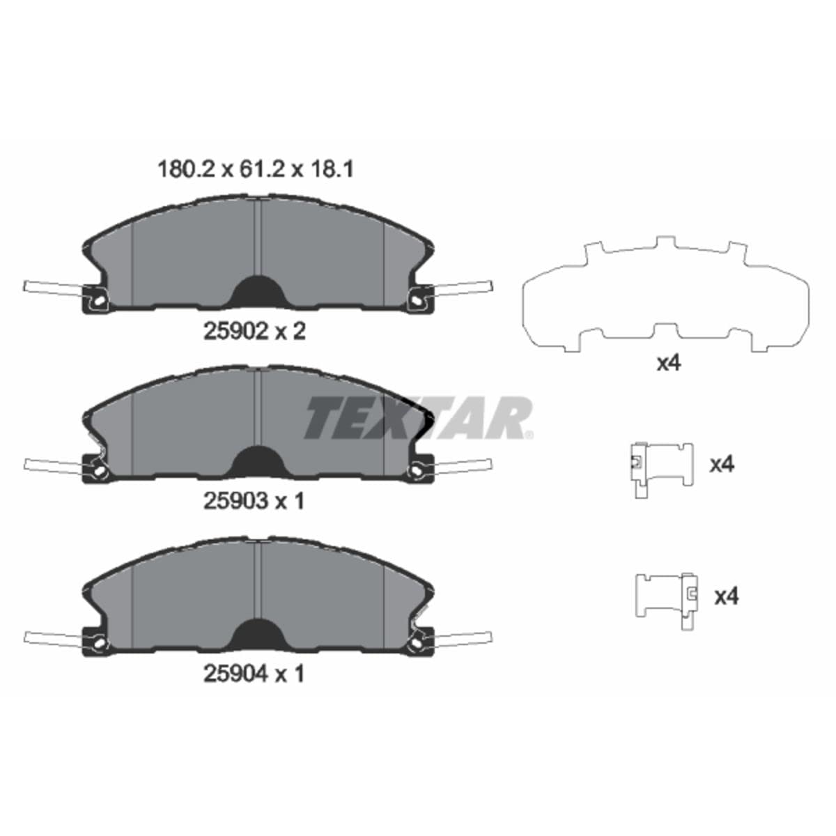 TEXTAR Bremsbeläge Satz Bremsklötze Bremssteine Set Vorne mit Zubehör 2590201 TEXTAR Bremsbeläge Satz Bremsklötze Bremssteine Set Vorne mit Zubehör 2590201 von Textar