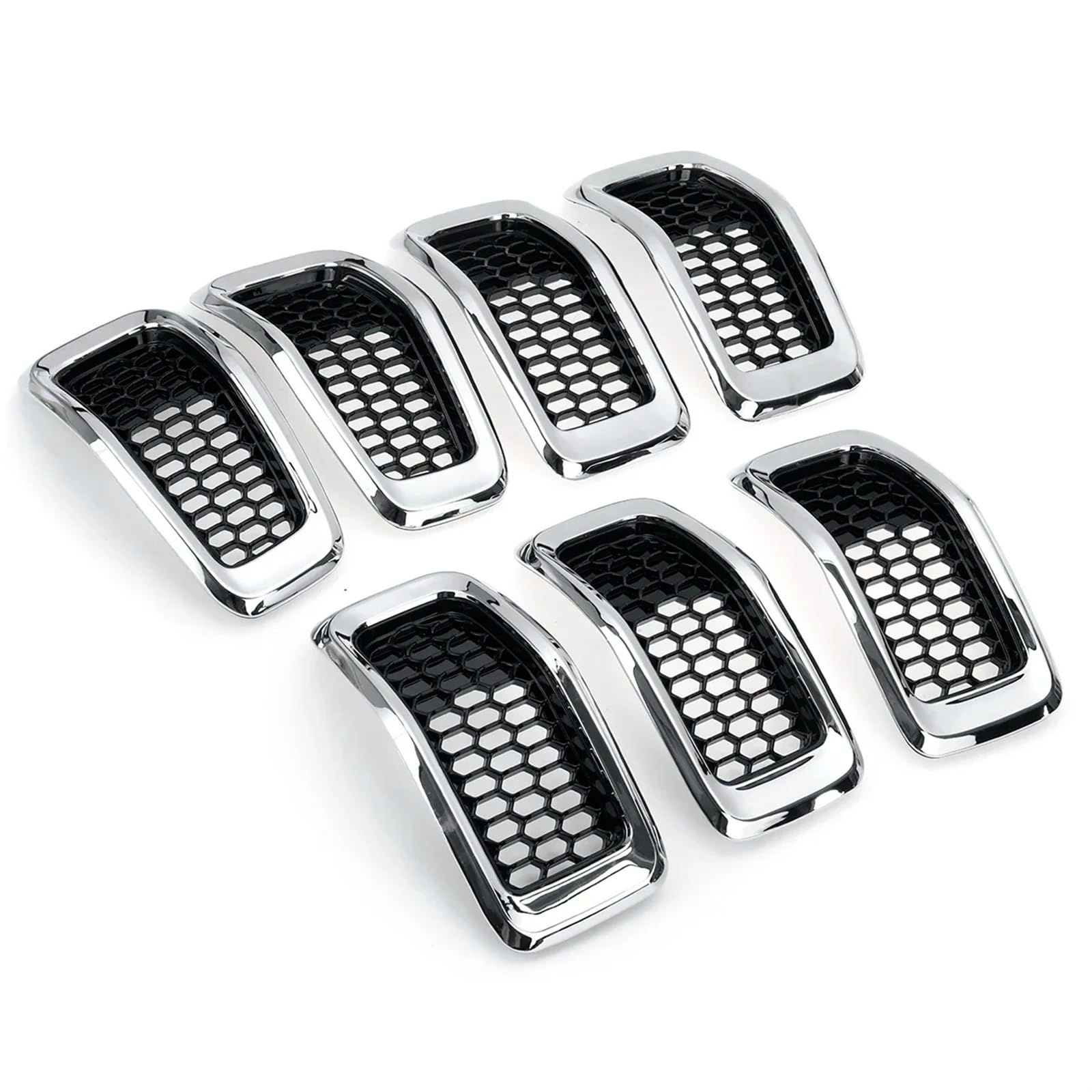 Frontgrills Für Jeep Für Cherokee 2014 2015 2016 2017 2018 Frontgrill Grille Frontgrillring Frontgrilleinsätze Abdeckungsverkleidung Kühlergrille(Chrome Silver) von Tfkkaw
