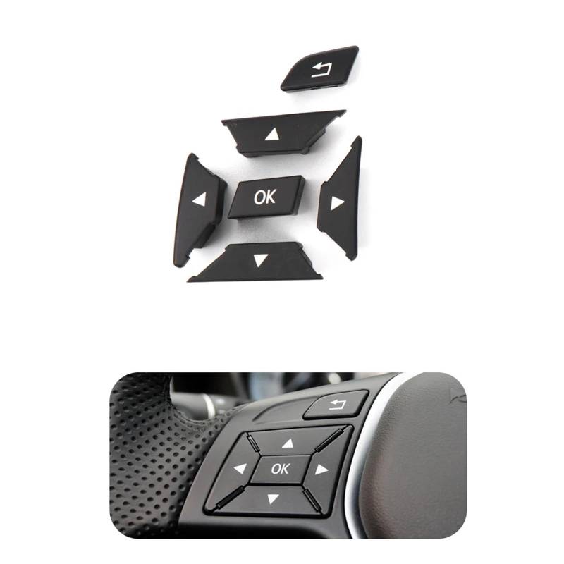 Lenkradtastenschalter Für Benz CEA Für GLK Klasse W204 X204 W212 W156 W246 W207 W117 W218 Auto Lenkrad Schalter Multifunktions Taste Lenkrad-Bedientaste(Black Left) von Tfkkaw