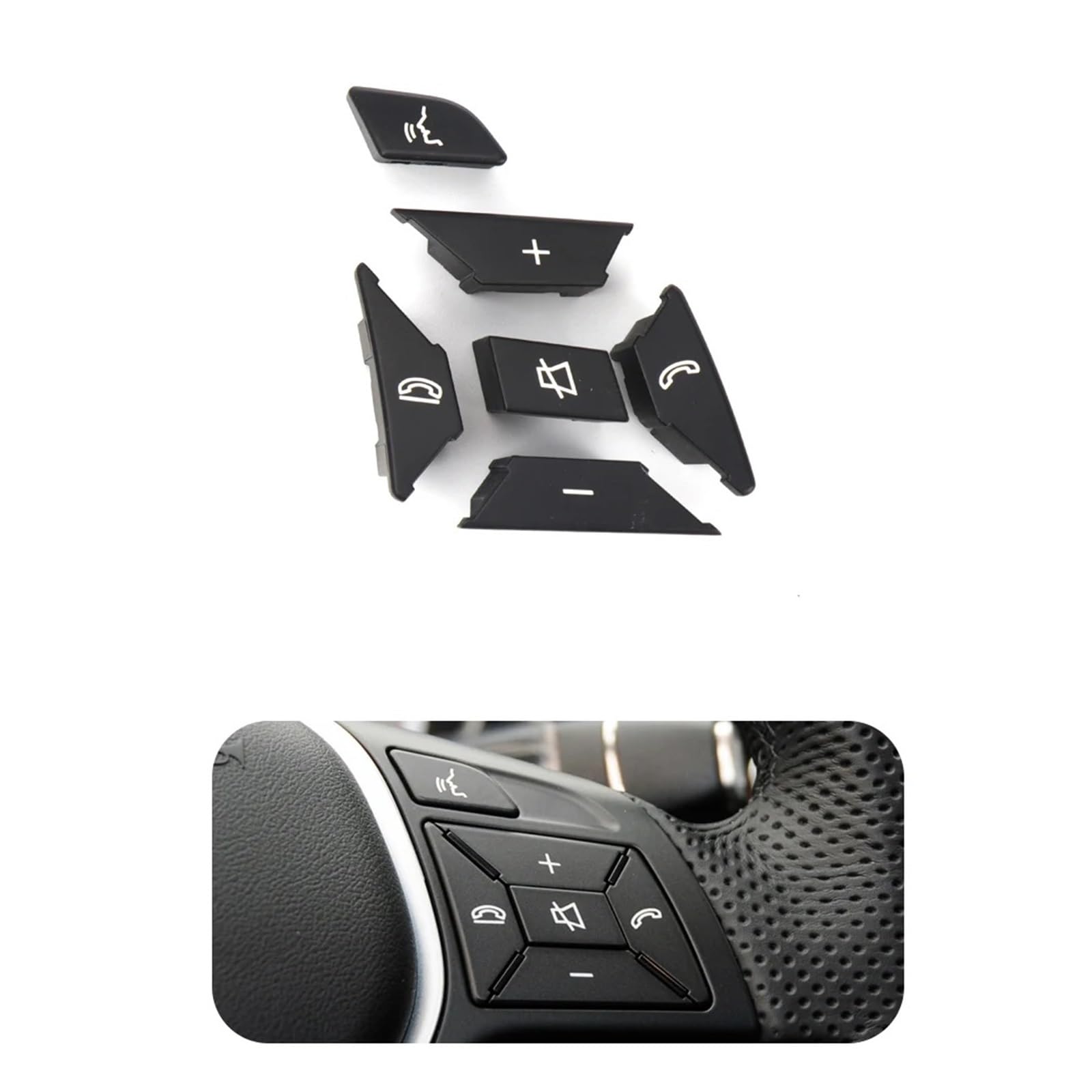 Lenkradtastenschalter Für Benz CEA Für GLK Klasse W204 X204 W212 W156 W246 W207 W117 W218 Auto Lenkrad Schalter Multifunktions Taste Lenkrad-Bedientaste(Black Right) von Tfkkaw