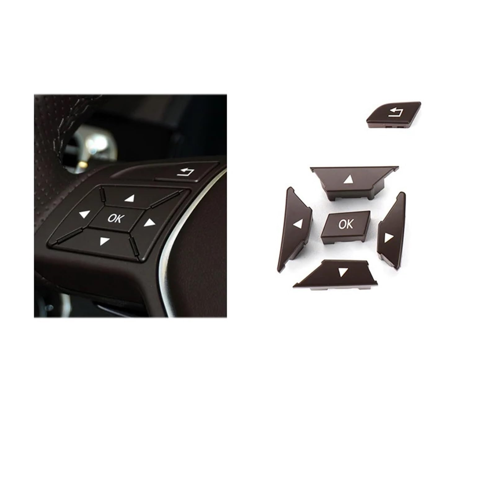 Lenkradtastenschalter Für Benz CEA Für GLK Klasse W204 X204 W212 W156 W246 W207 W117 W218 Auto Lenkrad Schalter Multifunktions Taste Lenkrad-Bedientaste(Brown Left) von Tfkkaw