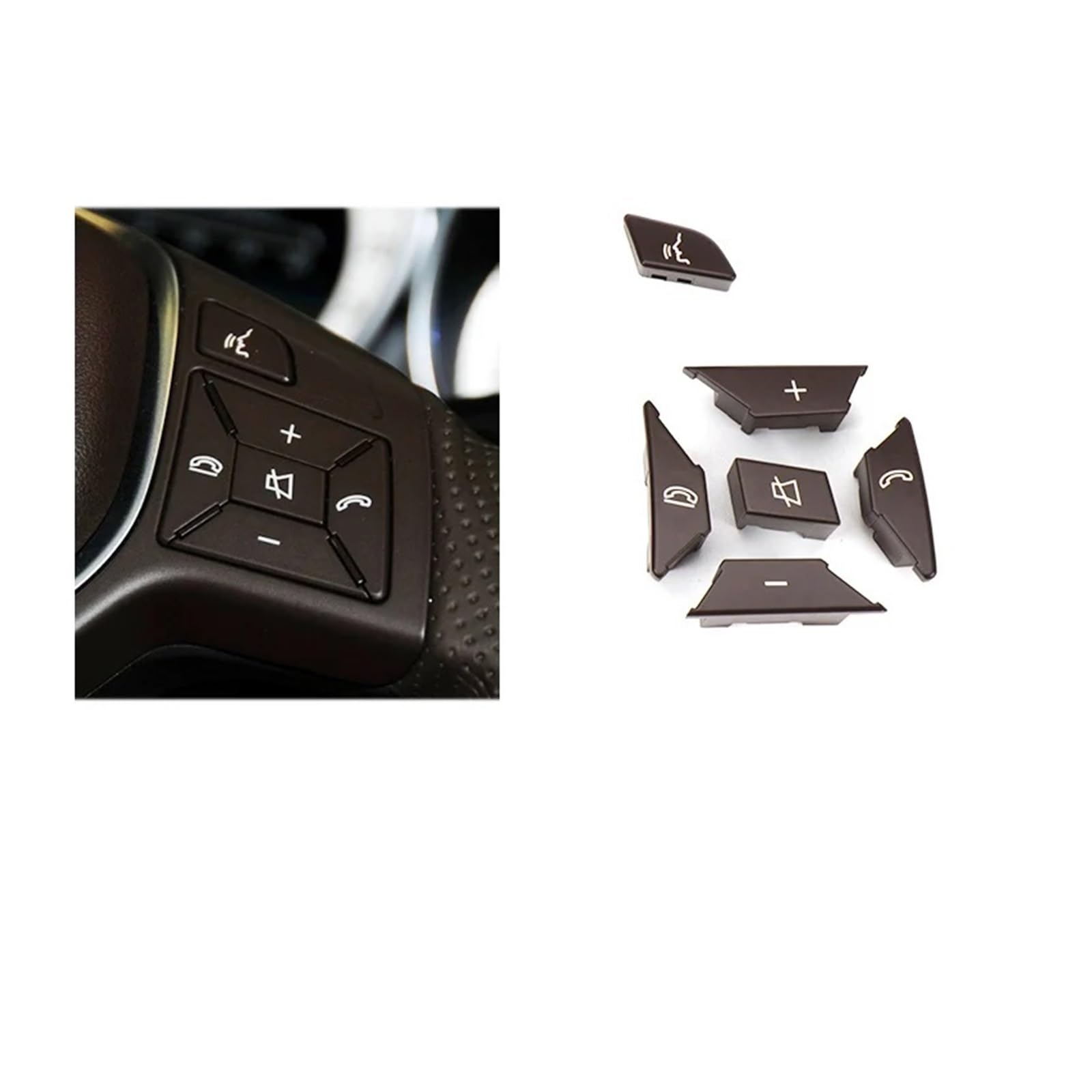 Lenkradtastenschalter Für Benz CEA Für GLK Klasse W204 X204 W212 W156 W246 W207 W117 W218 Auto Lenkrad Schalter Multifunktions Taste Lenkrad-Bedientaste(Brown Right) von Tfkkaw