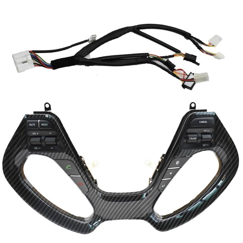 Lenkradtastenschalter Für Kia Für Rio 3 K3 K3S 2011-2017 Criuse Controller Auto Multifunktions-Lenkrad-Taste Cruise Schalter Lenkrad-Bedientaste(Carbon Fibre-Heat) von Tfkkaw