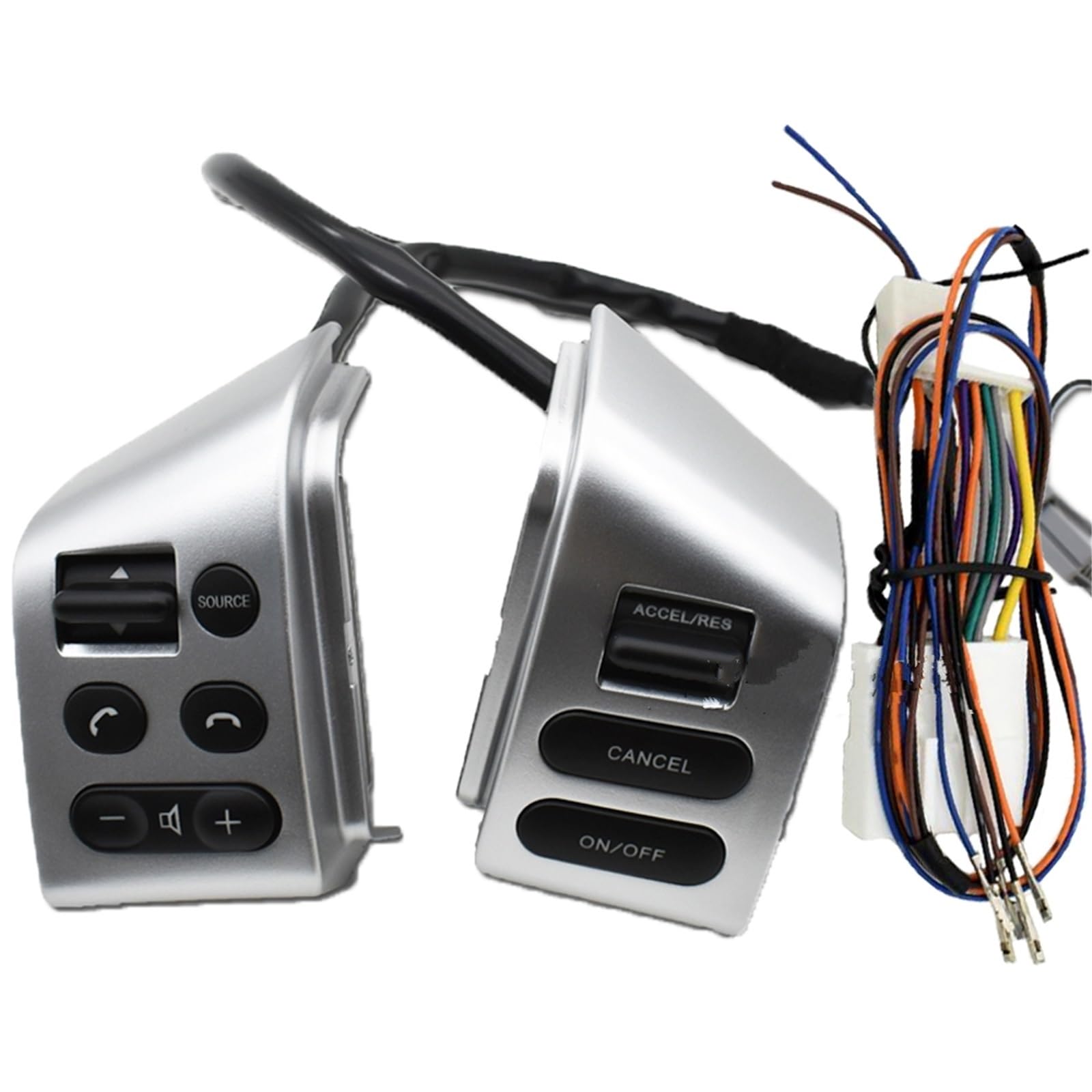 Lenkradtastenschalter Für Nissan Für LIVINA 2007-2010 Für TIIDA 2005-2008 Für Sylphy 2005-2019 Lenkrad-Steuertasten mit Kabel Lenkrad-Bedientaste(Silber) von Tfkkaw