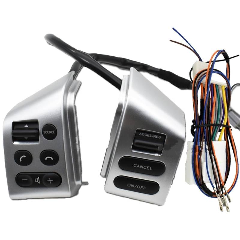 Lenkradtastenschalter Für Nissan Für LIVINA 2007-2010 Für TIIDA 2005-2008 Für Sylphy 2005-2019 Lenkrad-Steuertasten mit Kabel Lenkrad-Bedientaste(Silber) von Tfkkaw