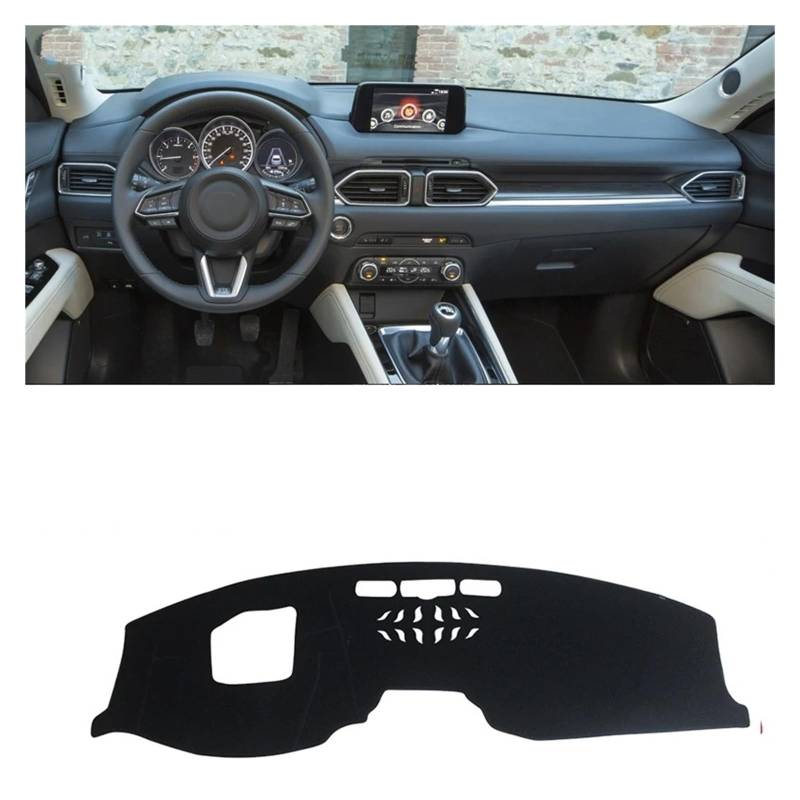 Teppich Dashmat Für Mazda CX-5 CX5 KF 2017 2018 2019 2020 2021 2022 2023 Zubehör Auto Armaturenbrett Abdeckung Dash Matte Sonnenschutz rutschfeste Pad Dash Mat(LHD with HUD Black) von Tfkkaw