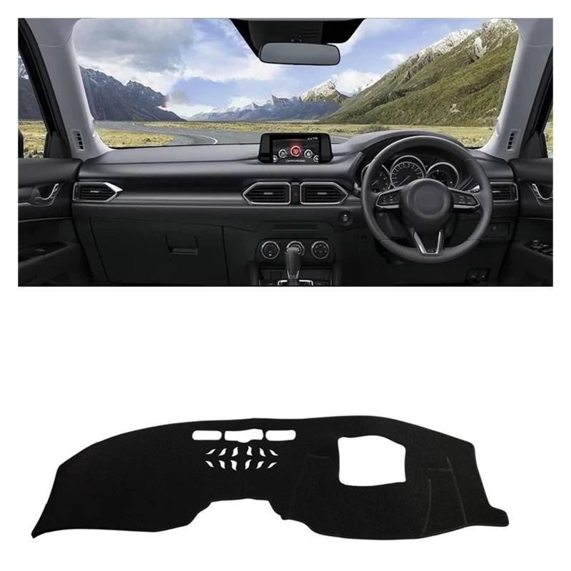 Teppich Dashmat Für Mazda CX-5 CX5 KF 2017 2018 2019 2020 2021 2022 2023 Zubehör Auto Armaturenbrett Abdeckung Dash Matte Sonnenschutz rutschfeste Pad Dash Mat(RHD with HUD Black) von Tfkkaw
