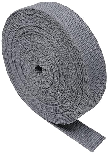 Strapazierfähiges Gurtband – 5 Meter – Rucksack/Rucksäcke, Gepäck/Cargo Umreifung, Gürtel (Grau, 25 mm) von The Bead Shop