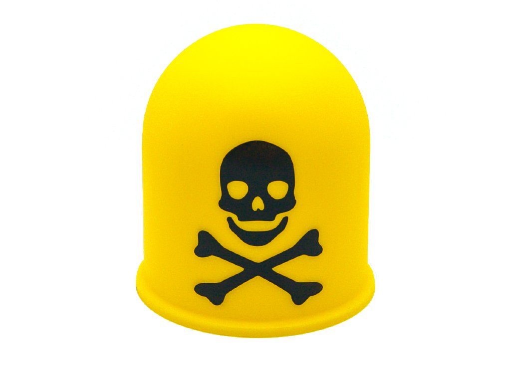 Schutzkappe Anhängerkupplung Deckel Schädel Trike Quad Skull Totenkopf gelb von The Coupling Caps