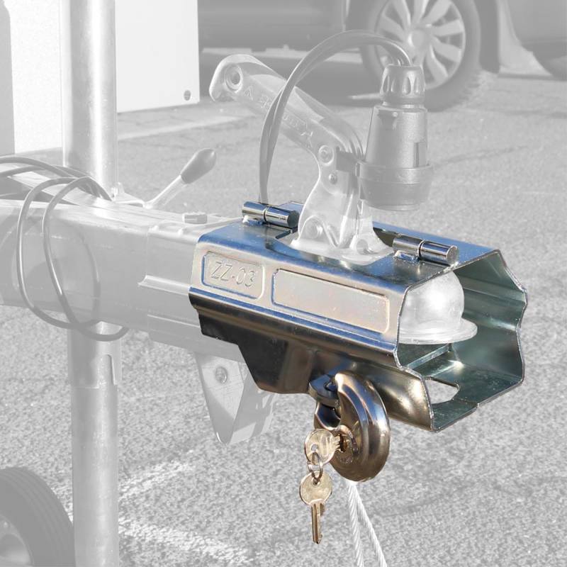 The Drive Anhänger Diebstahlsicherung Klappbar mit Schloss SPP ZZ-03 | für An- und Abgekuppelte Anhänger | Kastensicherung von The Drive