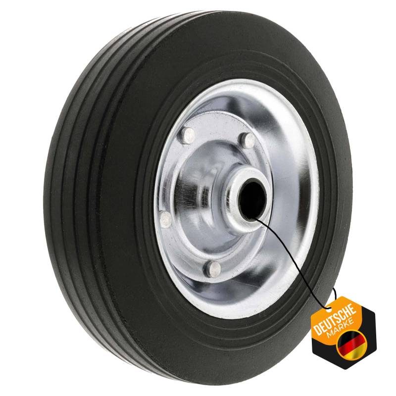 The Drive | Ersatzrad 200x50 mm für PKW Anhänger-Stützrad | 150 kg Traglast | Ø 20mm Achsdurchmesser | Vollgummi mit Stahlfelge von The Drive