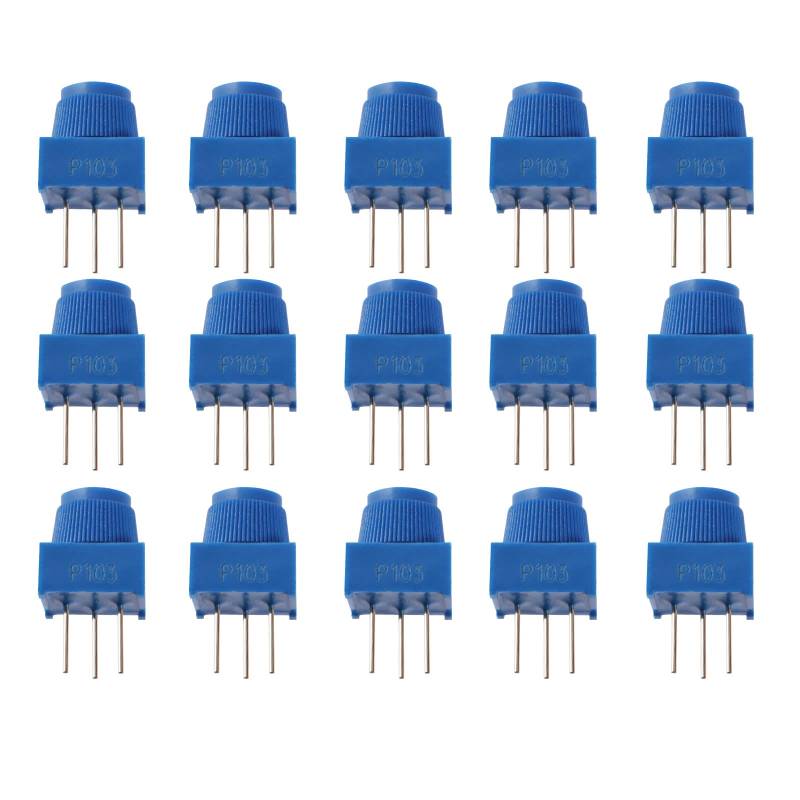 The Lord of the Tools 15 Stück 10 K Ohm Breadboard Trimmpotentiometer mit 270 Grad drehbarem Drehknopf, variable Widerstände, Trimmer-Potentiometer von The Lord of the Tools