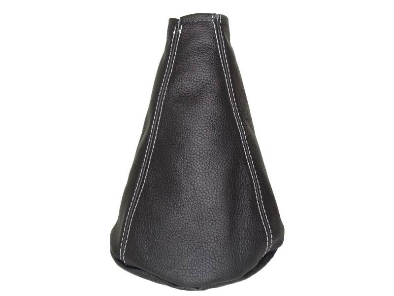 Für Scania 4 Serie 114 124 164 1995–07 Schaltsack Schaltmanschette schwarz aus echtem Leder, Weiß Naht von The Tuning-Shop