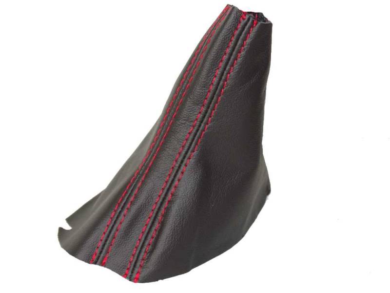 Schaltsack Schaltmanschette schwarz Leder rot stitch von The Tuning-Shop Ltd
