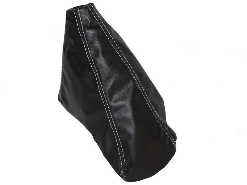 Schaltsack Schaltmanschette schwarz Leder weiß Nähten von The Tuning-Shop
