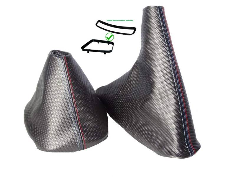 The Tuning-Shop Ltd Schaltsack Handbremsmanschette + Rahmen kompatibel mit BMW 3er E46 Vinyl Carbon M/// Naht von The Tuning-Shop Ltd