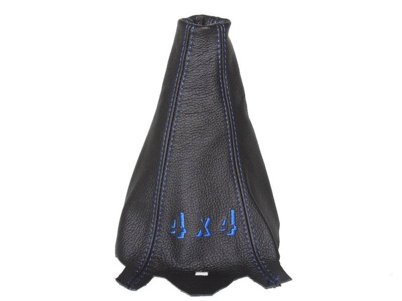 Für Land Rover Discovery 3 LR3 04–09 Gear Stick Gaiter schwarz Leder blau "10,2 x 10,2 cm Stickerei von The Tuning-Shop