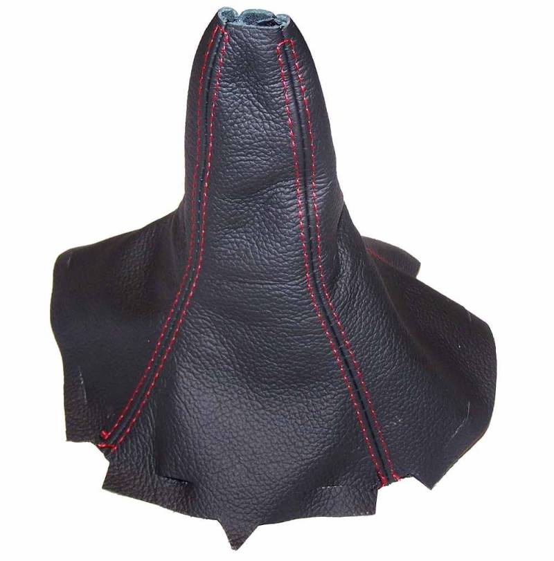 Für Mitsubishi Eclipse 1995–1999 Manuelle Schaltsack schwarzes Leder mit roten Nähten von The Tuning-Shop