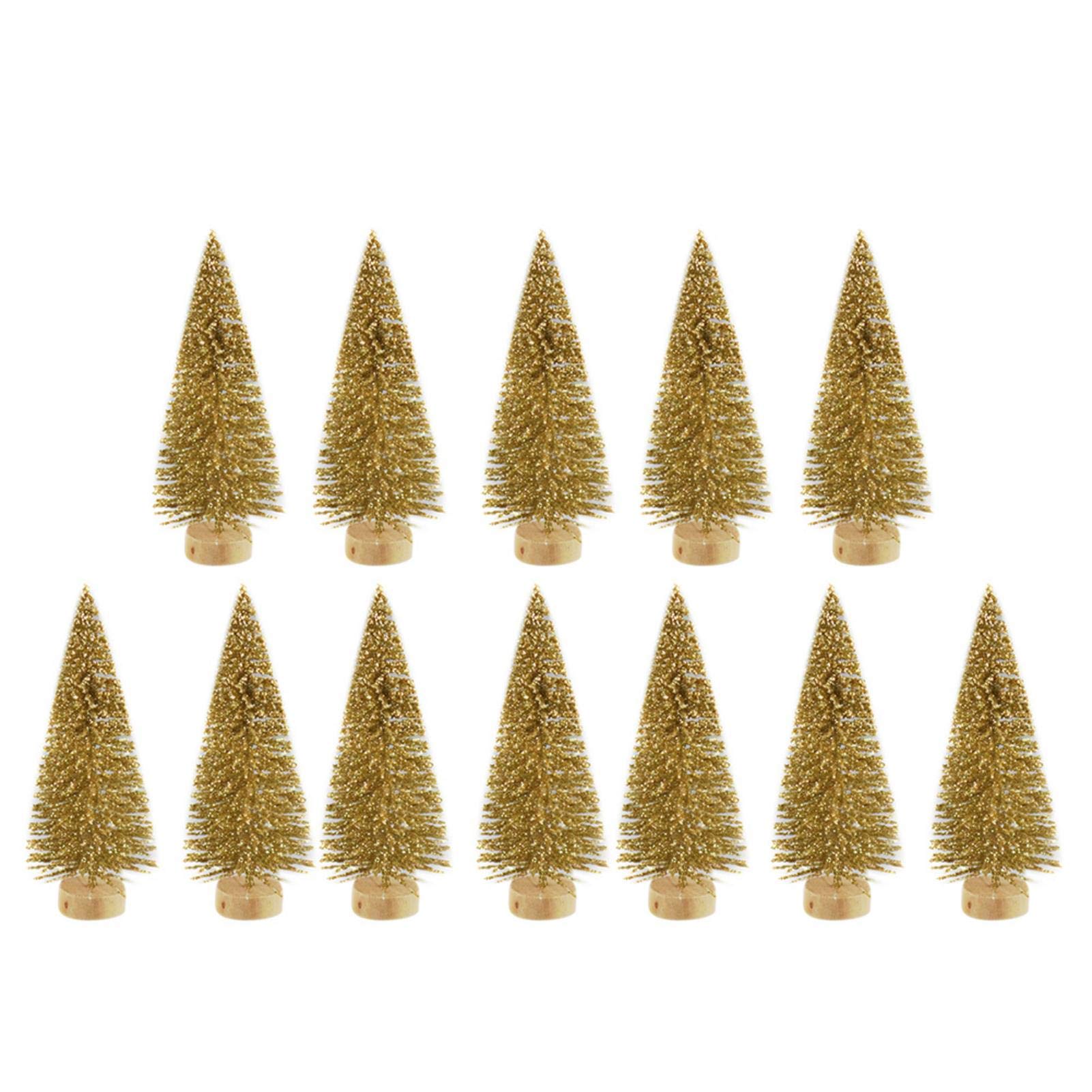 12 Stück Mini Weihnachtsbaum | Künstlicher Kiefernbaum Mit Holzsockel Künstliche Tanne | Mini Tannenbaum Künstlich Mit Schnee-Effek DIY Grün Klein Mini Christbaum Für Weihnachten Party von Theaceae