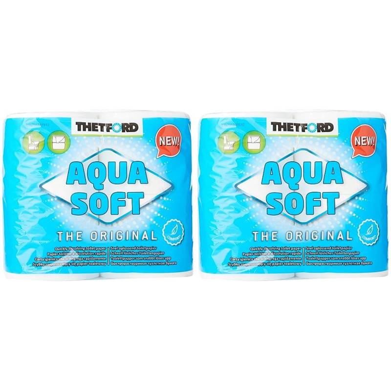 Thetford Aqua Soft WC Papier Toilettenpapier für mobile Toiletten 4 Rollen/Btl. Campingtoiletten Camping Outdoor Klopapier (Packung mit 2) von Thetford