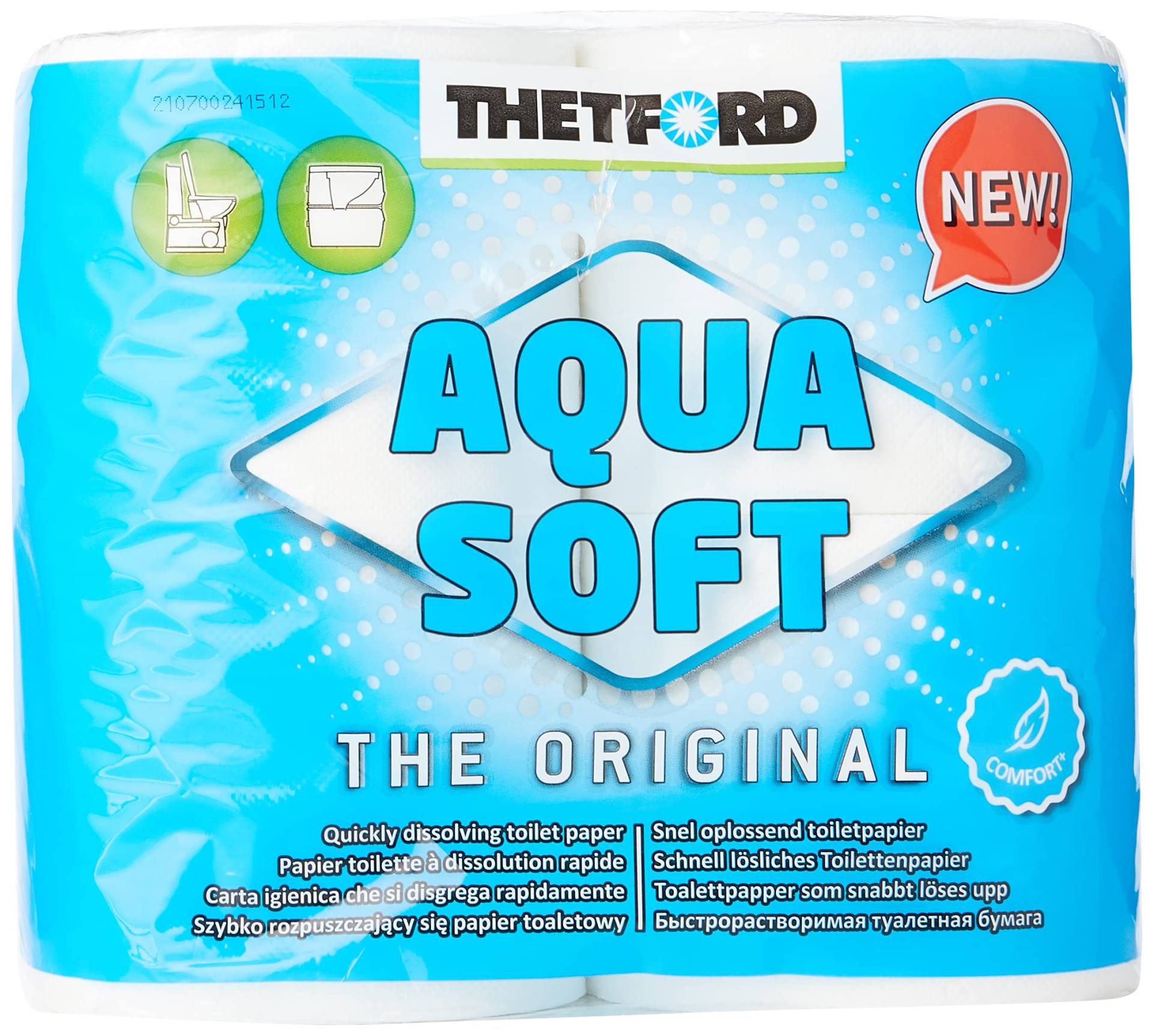 Thetford Aqua Soft WC Papier Toilettenpapier für mobile Toiletten 4 Rollen/Btl. Campingtoiletten Camping Outdoor Klopapier von Thetford