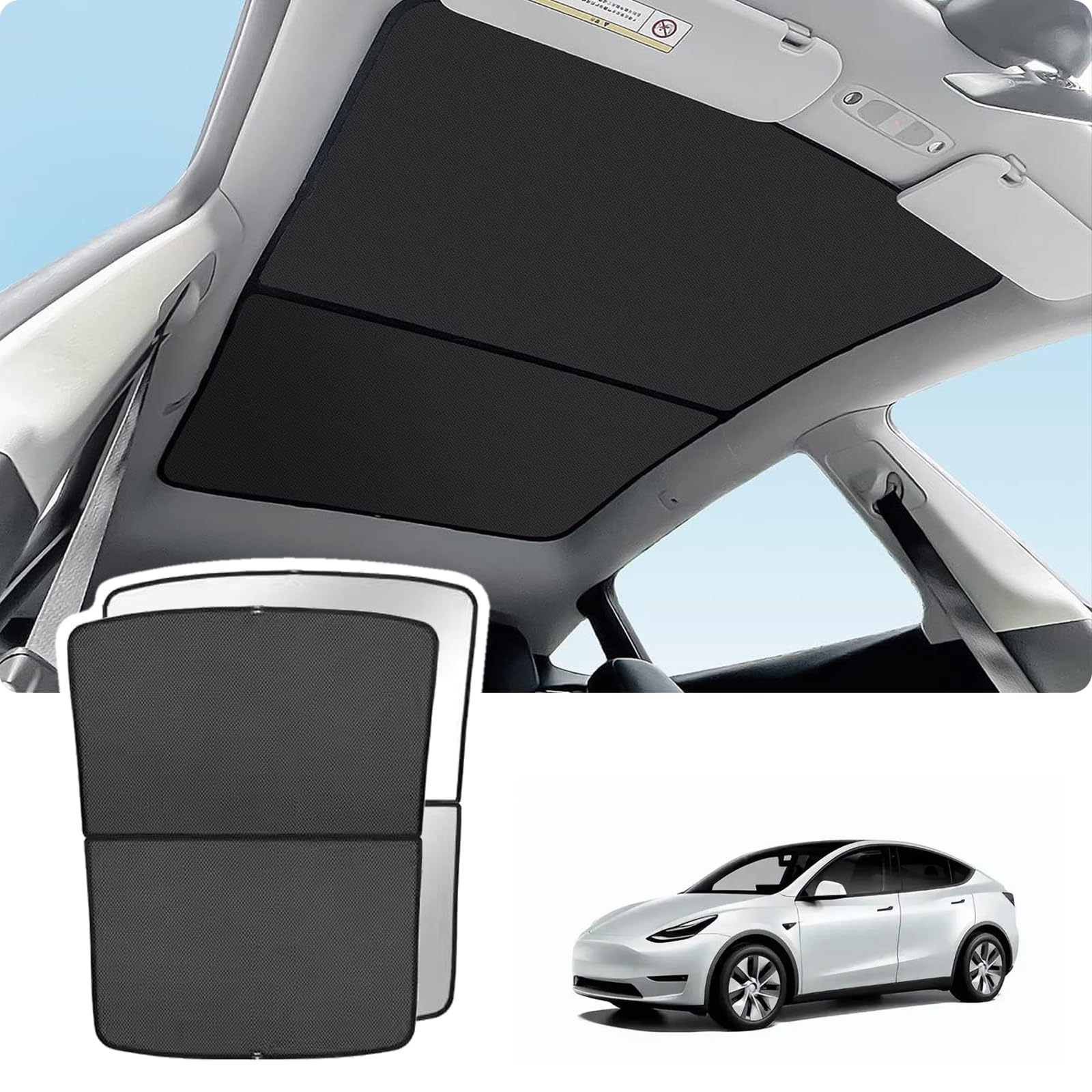 ThinsGo für Tesla Model Y Sonnendach Sonnenschutz Abdeckung Blocks UV Strahlen Skylight Sonne UV Schutz für Model Y 2021 2022 2023-Silber lackiert von ThinsGo