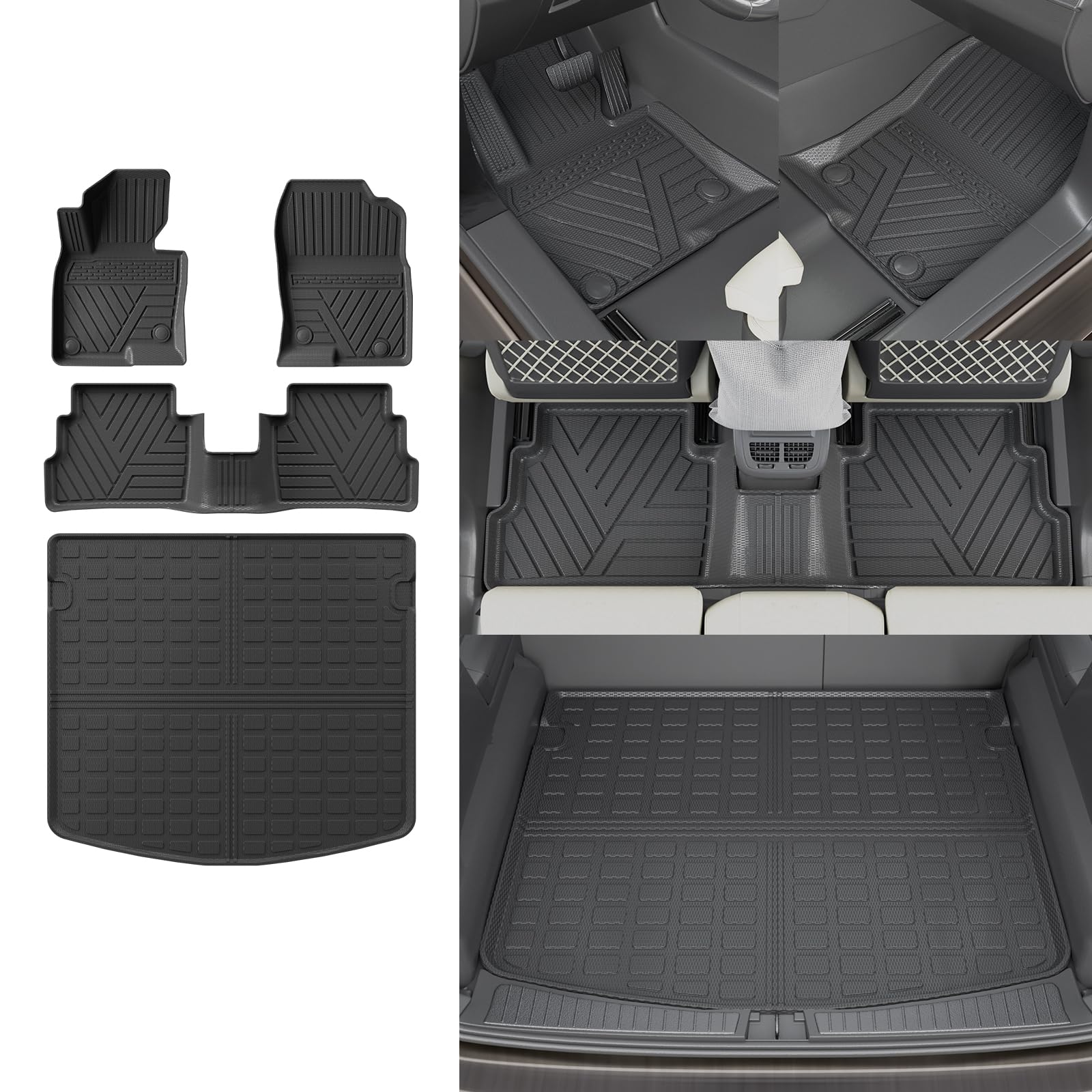 Thinzyou Fußmatten Kompatibel mit 2023 Mazda CX-5 Kofferraummatte Cargo Liner TPE Allwetter Kofferraum Liner Protector 2022 CX-5 Zubehör (Kofferraummatte+Fußmatten) von Thinzyou
