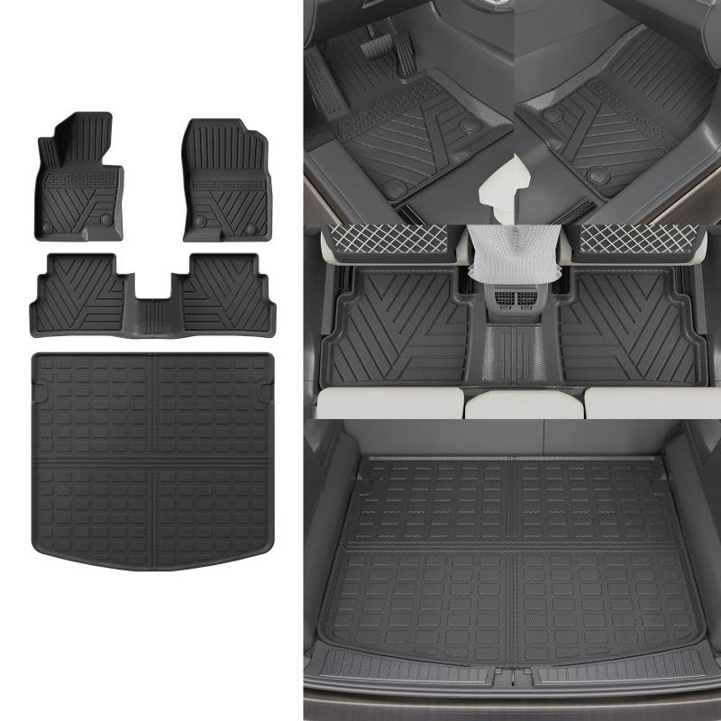Thinzyou Fußmatten Kompatibel mit 2023 Mazda CX-5 Kofferraummatte Cargo Liner TPE Allwetter Kofferraum Liner Protector 2022 CX-5 Zubehör (Kofferraummatte+Fußmatten) von Thinzyou