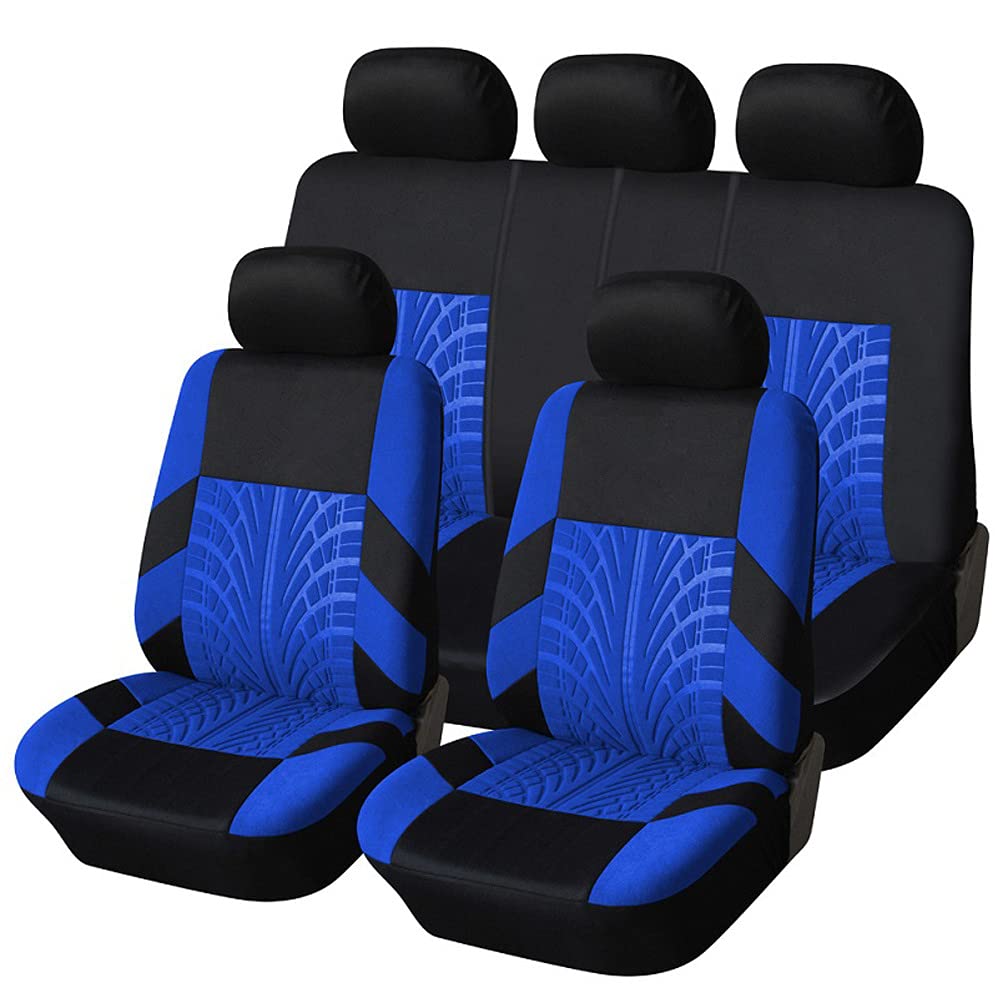 ThisgA 5 Sitze Alles inklusive Auto Sitzbezüge Sets,Für Audi A1 A2 A3 A4 A6 A7 A8 Wasserdicht Atmungsaktive Rutschfester Langlebig Sitzschoner Zubehör,C/Black Blue von ThisgA