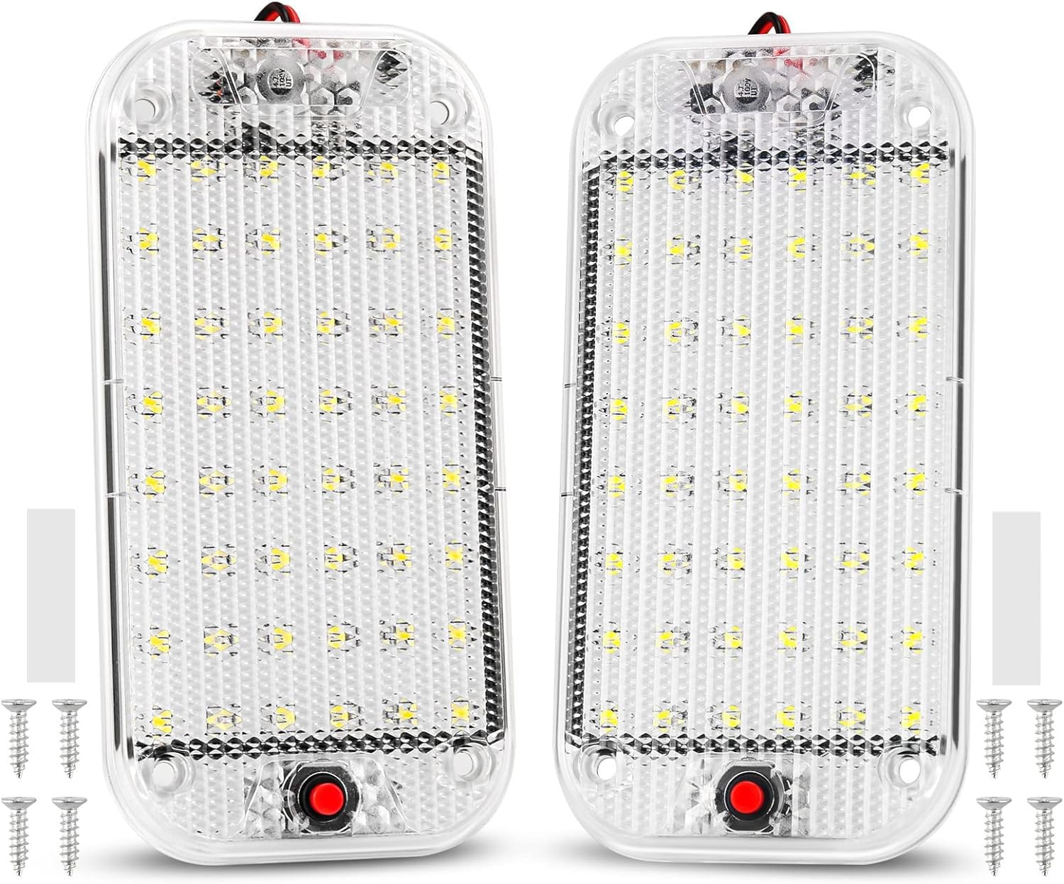 Thlevel Auto Innen Beleuchtung 48LED KFZ Innenraumbeleuchtung 12V-85V Weiß Lampe mit EIN/AUS Schalter für Wohnmobile LKW Van Universal 2 Stücke von Thlevel