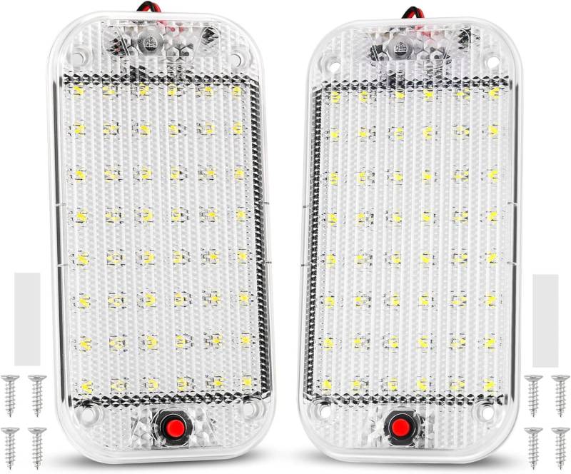 Thlevel Auto Innen Beleuchtung 48LED KFZ Innenraumbeleuchtung 12V-85V Weiß Lampe mit EIN/AUS Schalter für Wohnmobile LKW Van Universal 2 Stücke von Thlevel