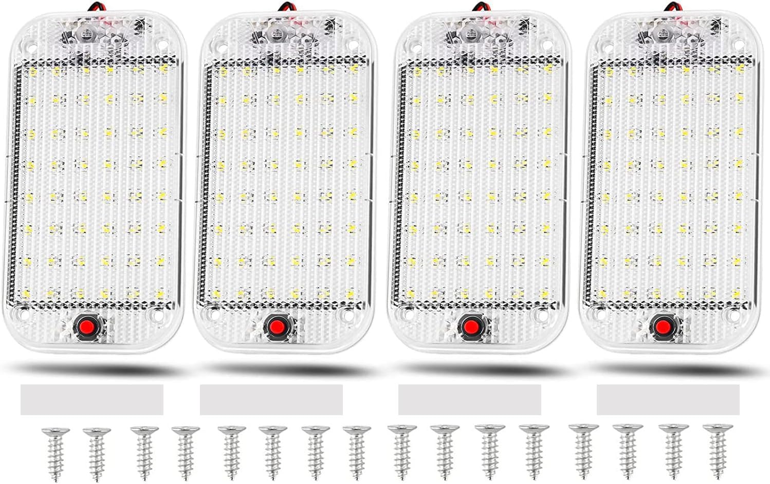 Thlevel Auto Innen Beleuchtung LED KFZ Innenraumbeleuchtung 12V-85V Weiß Lampe mit Schalter für Wohnmobile LKW Van Universal 4 Stücke von Thlevel