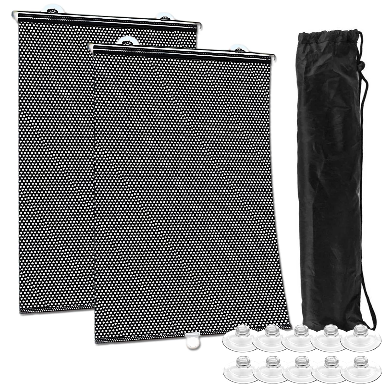 Thoquene 2 Stück Sonnenschutz Auto Baby Rollo Set, 40 X 60cm Sonnenrollo Auto Uv-Schutz, Sonnenschutzrollo(Schwarz) von Thoquene
