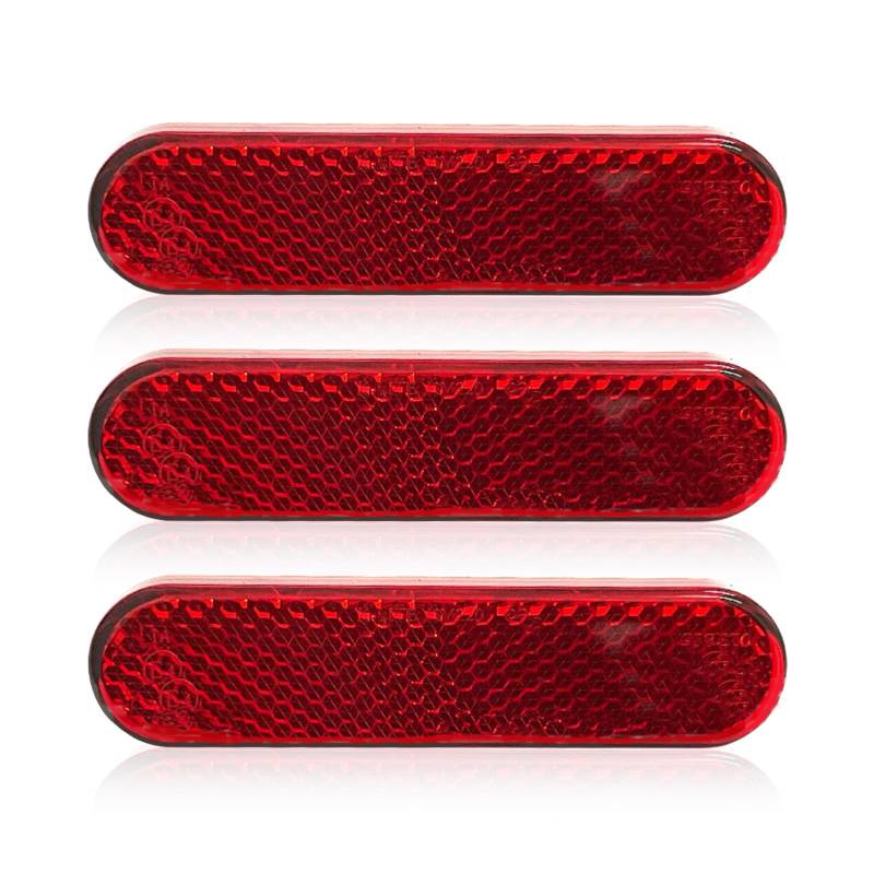 Thoquene 3 Stück 100 x 13 x 7 mm Motorrad Reflektor Hinten, Red Rectangular Rückstrahler von Thoquene