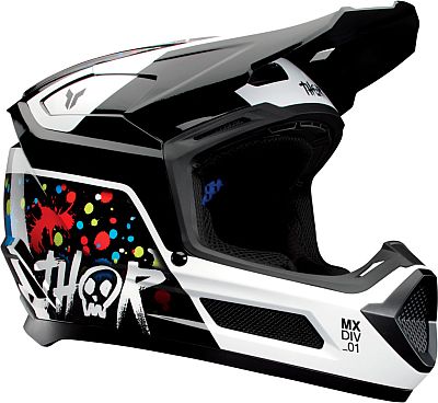 Thor Fleet Splat, Motocrosshelm Jugend - Schwarz/Weiß/Rot/Blau/Gelb - S von Thor