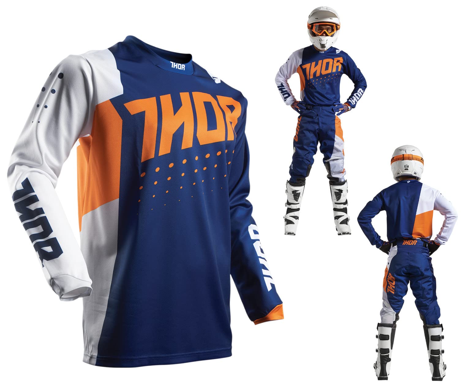 Thor MX Jersey Pulse Aktiv MX Shirt für Motocross Enduro blau orange XL, 29103903 von Thor