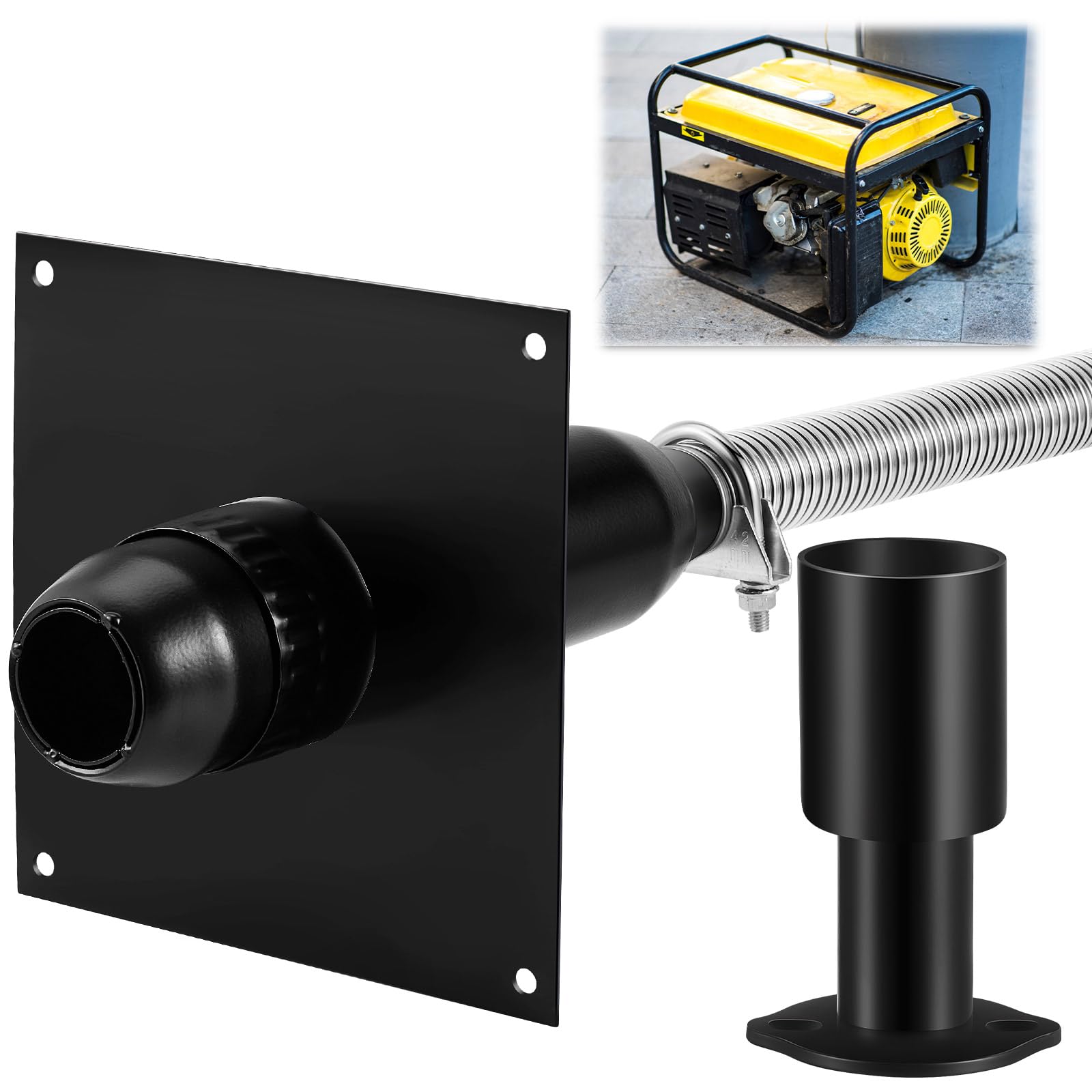 Threlaco Generator Auspuff Verlängerung Schalldämpfer Kit mit Generator Schalldämpfer Abgasschlauch Isoliert durch Wandmontageplatte und Clips Threlaco Generator Auspuff Verlängerung Schalldämpfer Kit mit Generator Schalldämpfer Abgasschlauch Isoliert durch Wandmontageplatte und Clips von Threlaco