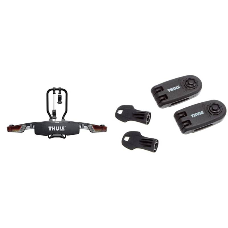 Thule 933100 Fahrradträger EasyFold XT, 2 Bikes, 13 pin & 986000 Wheel Straps Locks, 1size von Thule