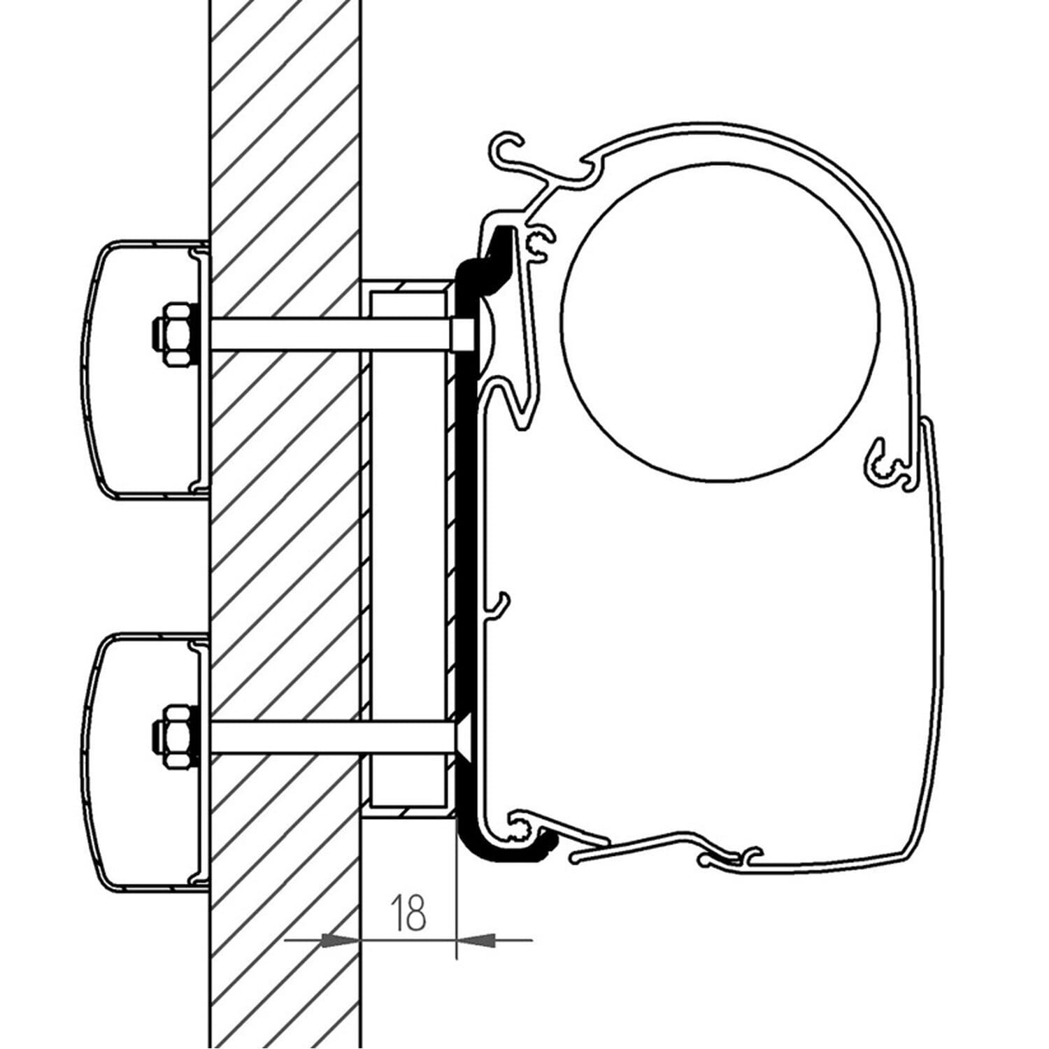 Thule Omnistor 5200/4900 Markisen-Adapter Dethleffs Globebus 300cm Camping Wohnwagen Wohnmobil von Thule