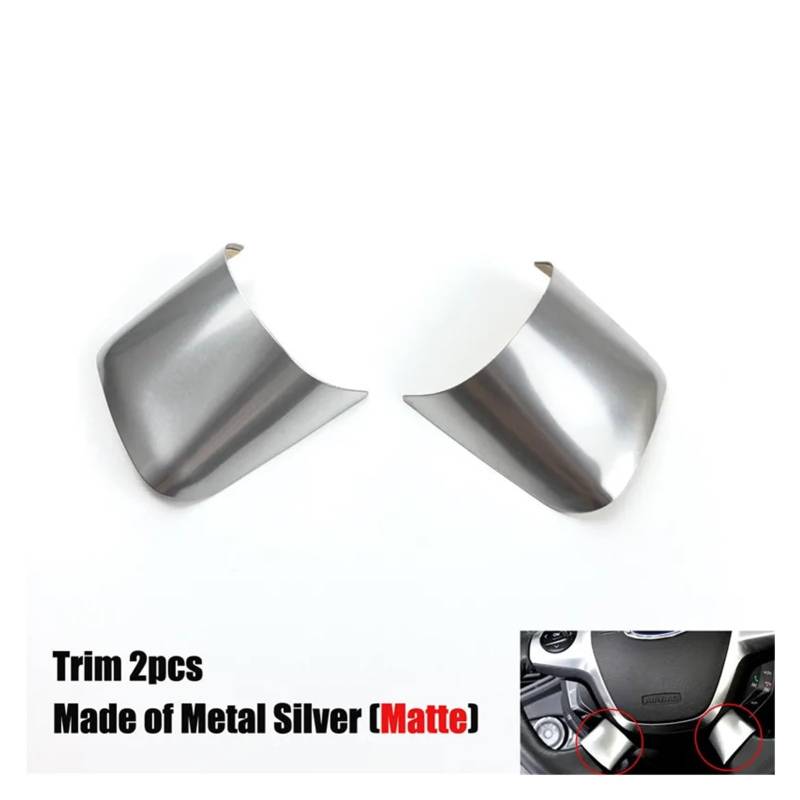 Tianwu03 Passend for Ford Focus 3 MK3 Limousine Schrägheck (2012–2014)/für Kuga 13–2015, Auto-Styling, Lenkradverkleidung, Aufkleber, Dekorationshülle(Trim 2X Metal Silver) von Tianwu03