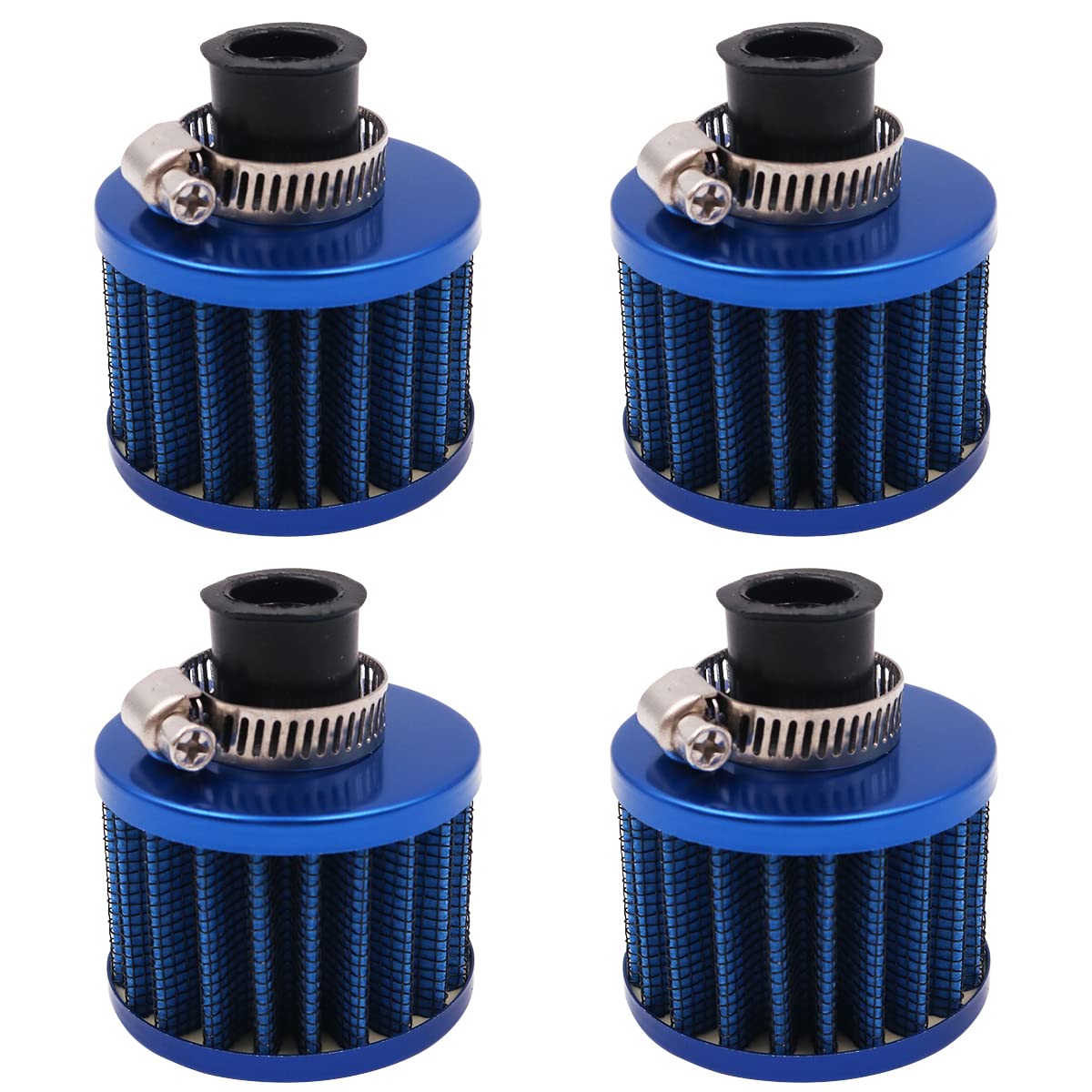 Tiardey 4 Stück 12 mm Auto-Ansaugluftfilter Universal-Kaltluft-Ansaugfilter-Kit Kurbelgehäuseentlüftungsabdeckung – Blau von Tiardey