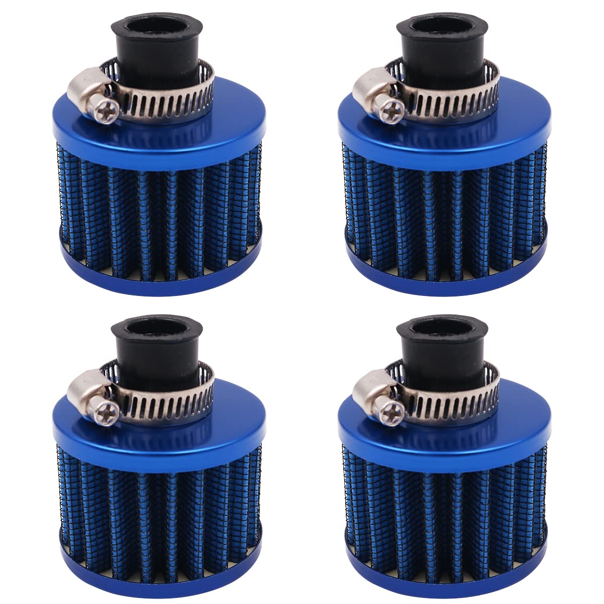 Tiardey 4 Stück 12 mm Auto-Ansaugluftfilter Universal-Kaltluft-Ansaugfilter-Kit Kurbelgehäuseentlüftungsabdeckung – Blau Tiardey 4 Stück 12 mm Auto-Ansaugluftfilter Universal-Kaltluft-Ansaugfilter-Kit Kurbelgehäuseentlüftungsabdeckung – Blau von Tiardey