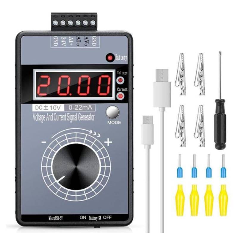 Ticfox Tragbarer Signalgenerator, Analoger Spannungsstromsignalgenerator, Handsignalgenerator Spannung ±0-5-10V+ Strom 0-4-20mA Analogsignalquelle Kalibrator zum elektronischer Geräte und Systeme von Ticfox