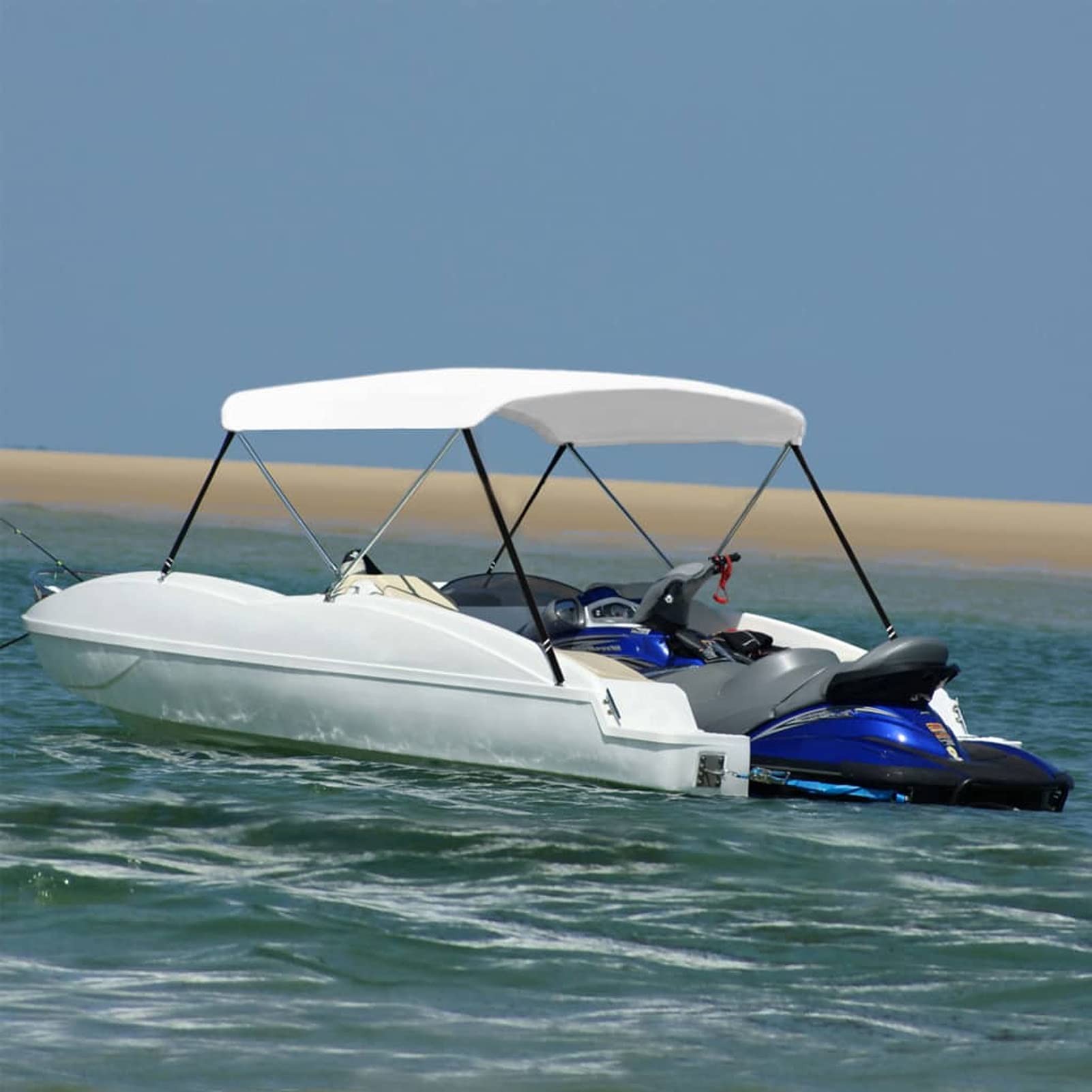 Tidyard 2-Bow Bimini Top UV- und wasserbeständig Bimini-Verdeck Sonnenverdeck Sonnensegel Sonnenschutz Bootsabdeckung Bootsdach 4 verstellbare Nylonbänder mit Edelstahl-Clip Weiß 180x130x110 cm Tidyard 2-Bow Bimini Top UV- und wasserbeständig Bimini-Verdeck Sonnenverdeck Sonnensegel Sonnenschutz Bootsabdeckung Bootsdach 4 verstellbare Nylonbänder mit Edelstahl-Clip Weiß 180x130x110 cm von Tidyard