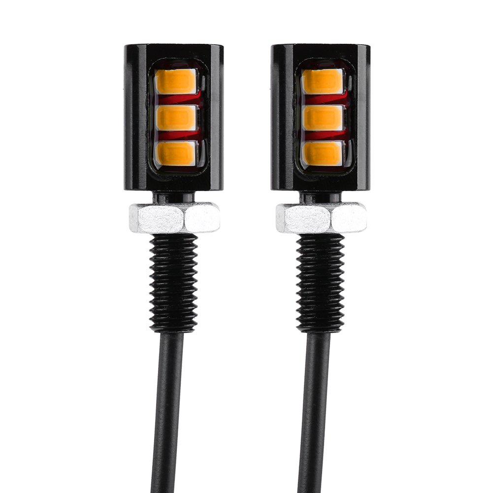 2 x Kennzeichenbeleuchtung mit Schrauben, weiße LED-Glühbirne, 12 V, wasserdicht / regenfest, aus schwarzem Aluminium, für Auto, legal (gelbes Licht) von Tiiyee