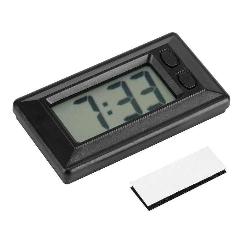 Tiiyee Digitaluhr, Mini Uhr Digital Auto LED Uhr Batterie Kleinbetriebene Wandkalender Display Fahrzeug Klebstoff Mini Dekor Heimtisch Armaturenbrett Schreibtisch Schwarz 3.0 * 1.7 * 0.7" von Tiiyee