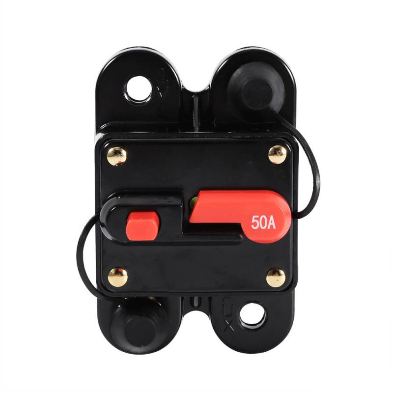 Leistungsschalter Reset Sicherungshalter, 50 A Inline Leistungsschalter Reset Sicherung für Auto Audio Wohnmobil Home Marine Boot LKW Inline Leistungsschalter Reset Sicherungs(50A) von Tiiyee