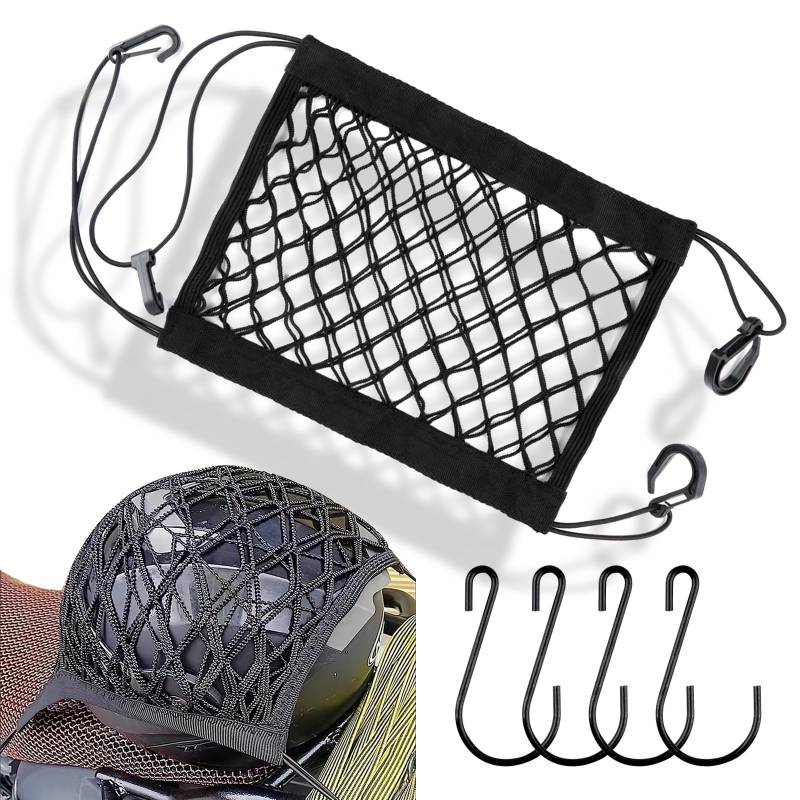 Tikplus Gepäcknetz Motorrad mit 4 Haken,25×30CM Motorrad Netz,Gepäcknetz Fahrrad Gepäcknetz Klein,Motorrad Helmnetz Motorrad Gepäcknetz Helmnetz mit Haken für Fahrrad Motorrad usw von Tikplus