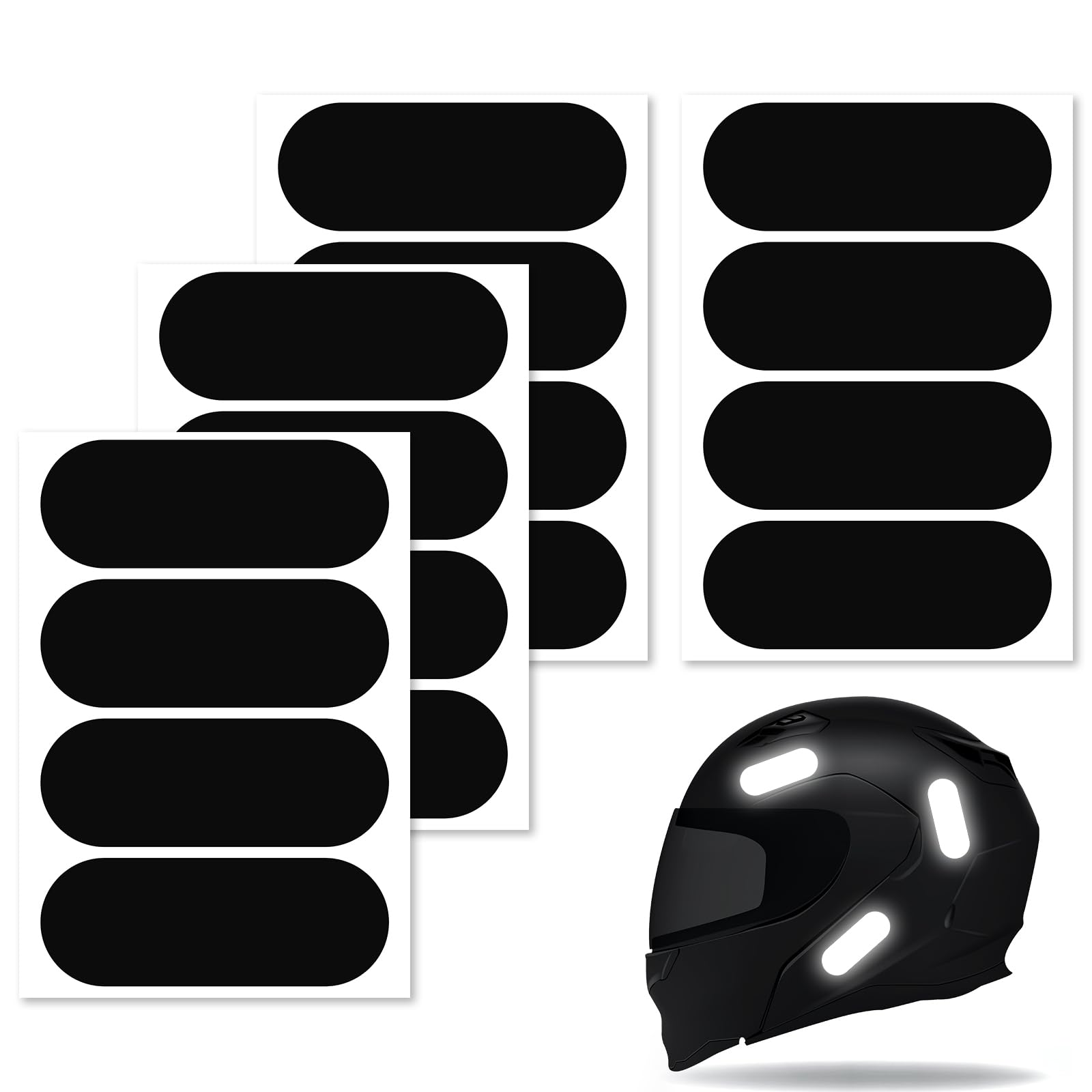 Tikplus Reflektoren Aufkleber Schwarz, 16 Stück Motorrad Reflektor Klebeband, Reflektierende Aufkleber Nacht Sichtbarkeit, Motorradhelm Reflektoren Aufkleber für Fahrrad Kinderwagen,8x3cm Tikplus Reflektoren Aufkleber Schwarz, 16 Stück Motorrad Reflektor Klebeband, Reflektierende Aufkleber Nacht Sichtbarkeit, Motorradhelm Reflektoren Aufkleber für Fahrrad Kinderwagen,8x3cm von Tikplus