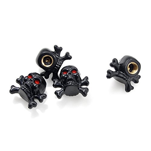 Auto Ventilkappen, Autoreifen Ventilkappe,Timorn Universal Fahrzeug Totenkopf Ventilkappen, Ventilkappen Auto Set für Fahrzeug, Auto, LKW(4 Stücke) von Timorn